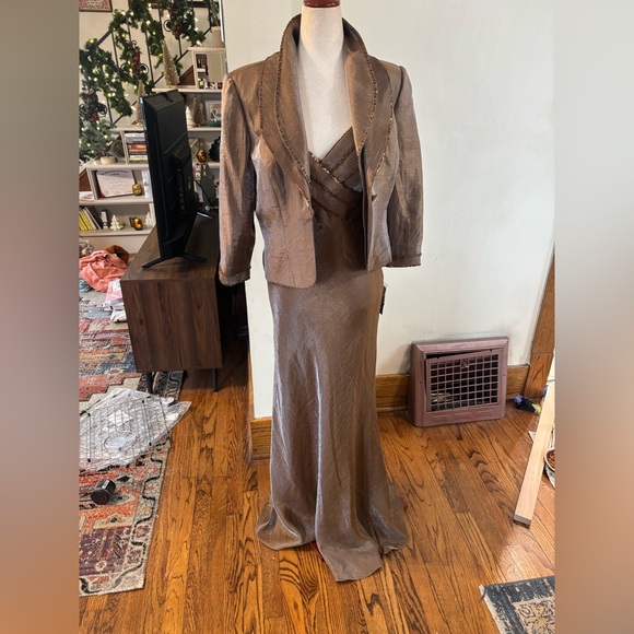 Alex Evenings Dresses & Skirts - NWT Alex Evenings Beaded Dress Two Piece Set Mother Of Bride Jacket Slip Maxi